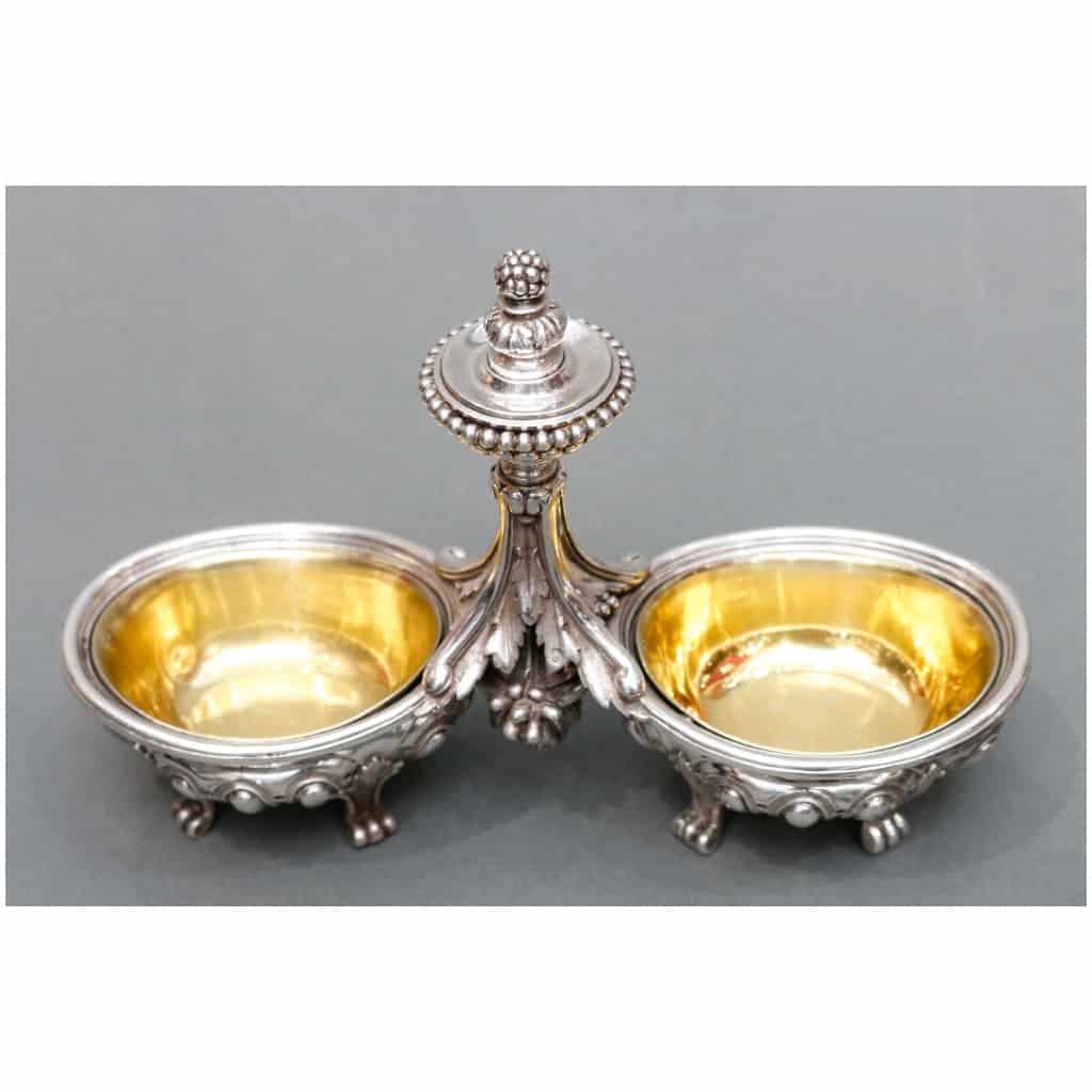 ODIOT – PAIR OF DOUBLE AND TWO INDIVIDUAL SILVER SALT ROWS XIXE11