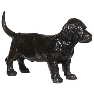 François Pompon. « Chien basset TOC », bronze, tirage de 2006.