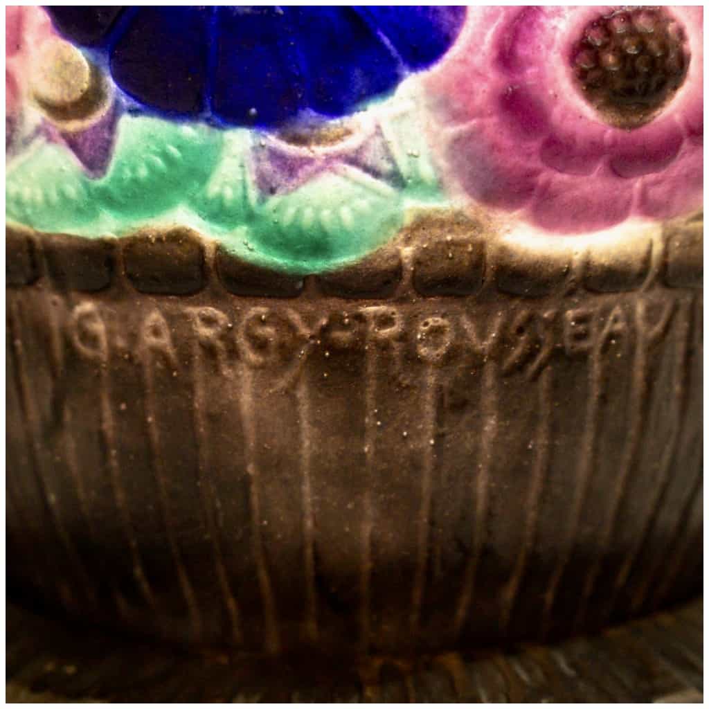 1923 Gabriel Argy Rousseau – Veilleuse Panier Fleuri Pate De Verre 6