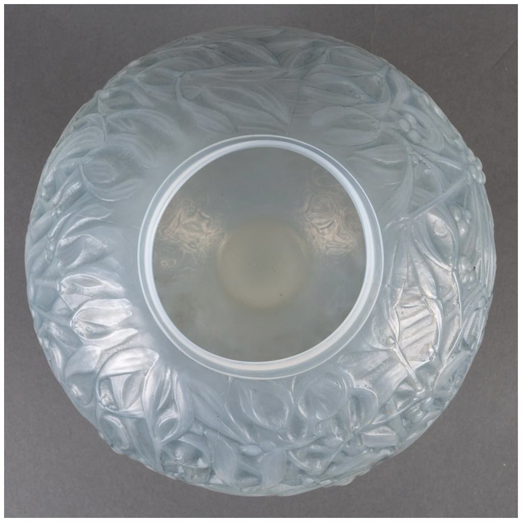 1920 René Lalique – Mistletoe Vase Double Layer Opalescent Glass Patinated Blue 6