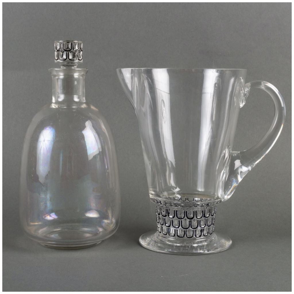 1926 René Lalique – Saint Nabor Carafe And Pitcher Pitcher White Glass Enameled Black 3