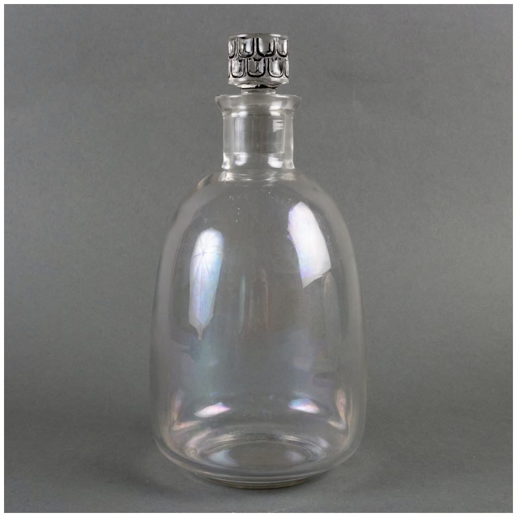 1926 René Lalique – Carafe Et Broc Pichet Saint Nabor Verre Blanc Emaillé Noir 5