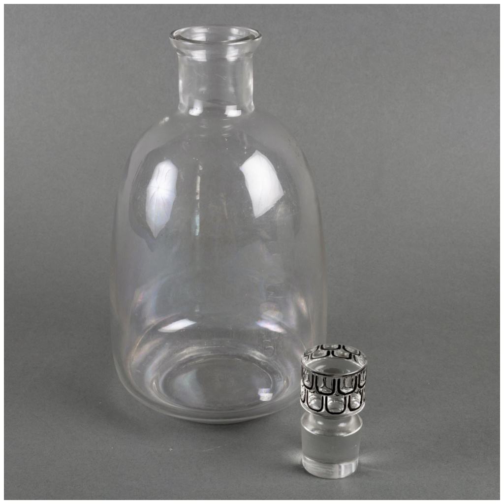 1926 René Lalique – Carafe Et Broc Pichet Saint Nabor Verre Blanc Emaillé Noir 6