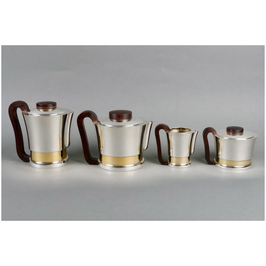 1930 Jean E. Puiforcat – Modernist Tea And Coffee Service In Silver, Vermeil And Rosewood 3