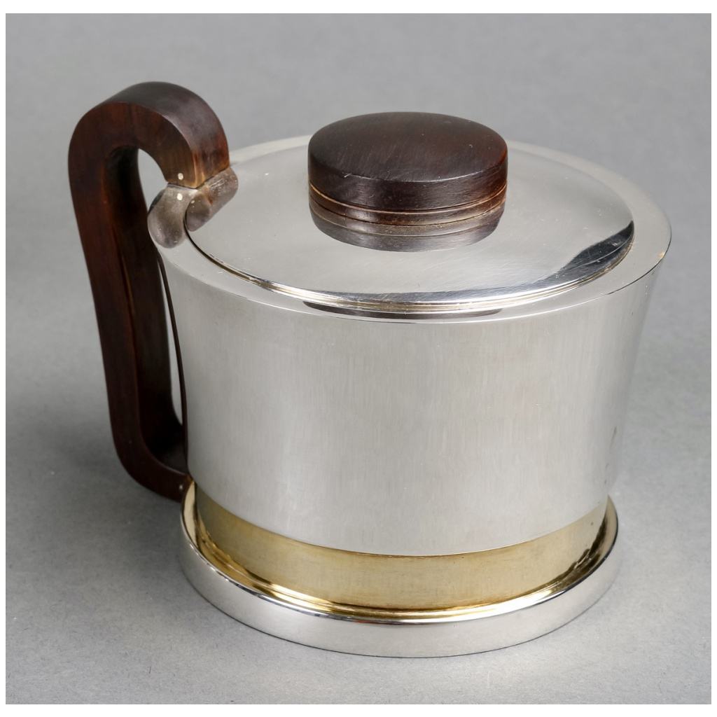 1930 Jean E. Puiforcat – Modernist Tea And Coffee Service In Silver, Vermeil And Rosewood 4