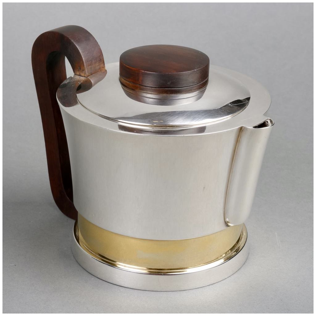 1930 Jean E. Puiforcat – Modernist Tea And Coffee Service In Silver, Vermeil And Rosewood 9