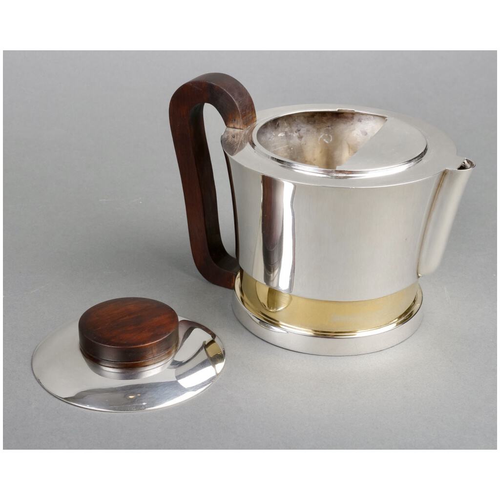 1930 Jean E. Puiforcat – Modernist Tea And Coffee Service In Silver, Vermeil And Rosewood 10