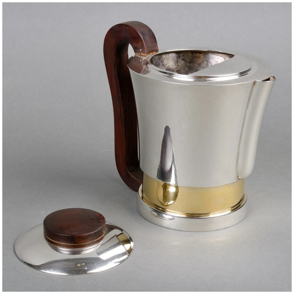 1930 Jean E. Puiforcat – Modernist Tea And Coffee Service In Silver, Vermeil And Rosewood 12