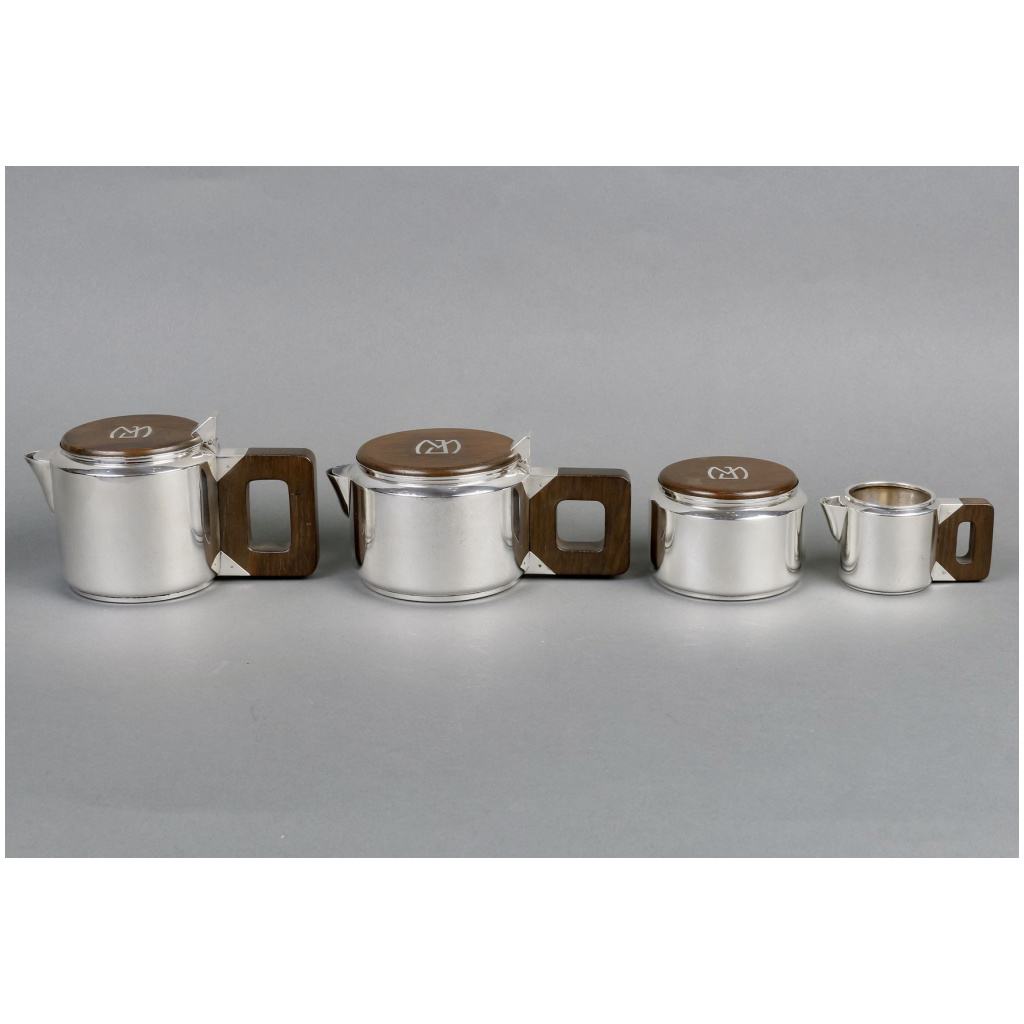 1930 Jean E. Puiforcat – Egoïste Tea And Coffee Service In Silver And Rosewood 3