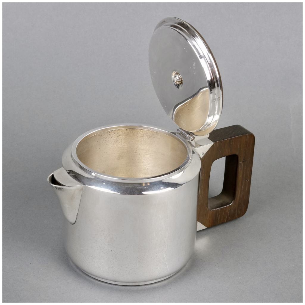 1930 Jean E. Puiforcat – Egoïste Tea And Coffee Service In Silver And Rosewood 4