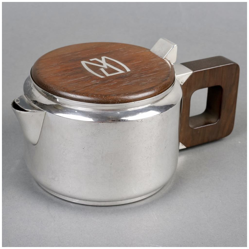1930 Jean E. Puiforcat – Egoïste Tea And Coffee Service In Silver And Rosewood 7