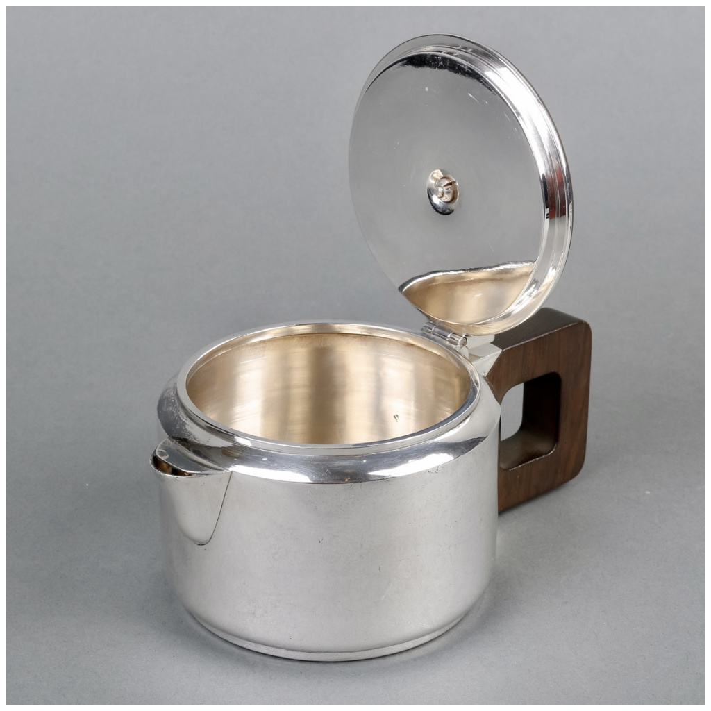 1930 Jean E. Puiforcat – Egoïste Tea And Coffee Service In Silver And Rosewood 8