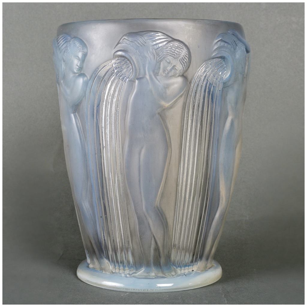 1926 René Lalique – Vase Danaïdes Verre Opalescent Patiné Gris 4