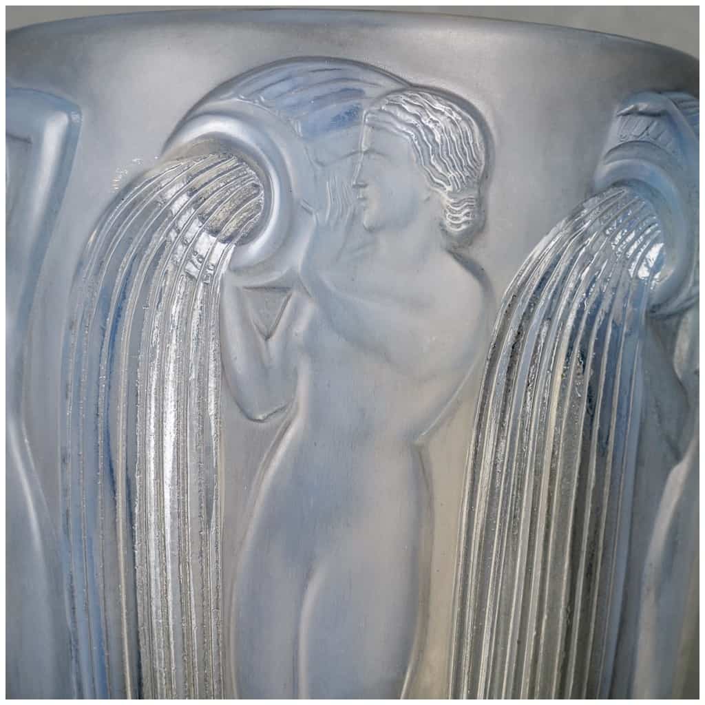 1926 René Lalique – Vase Danaïdes Verre Opalescent Patiné Gris 6