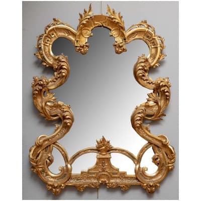 Rocaille mirror in gilded wood 19th 3