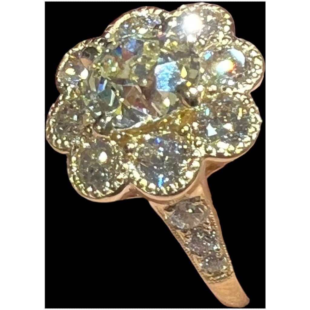3.08 Carat Old Cut Diamond Ring, Surrounded By 2.85 Carats Modern Cut, 18ct Gold 8