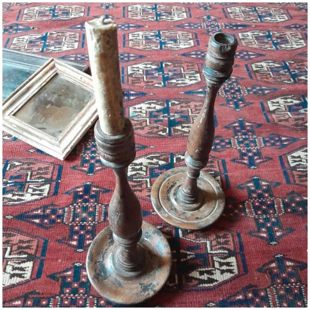 Pair Of Candlesticks XVIIIth In Scrolled Wood 10