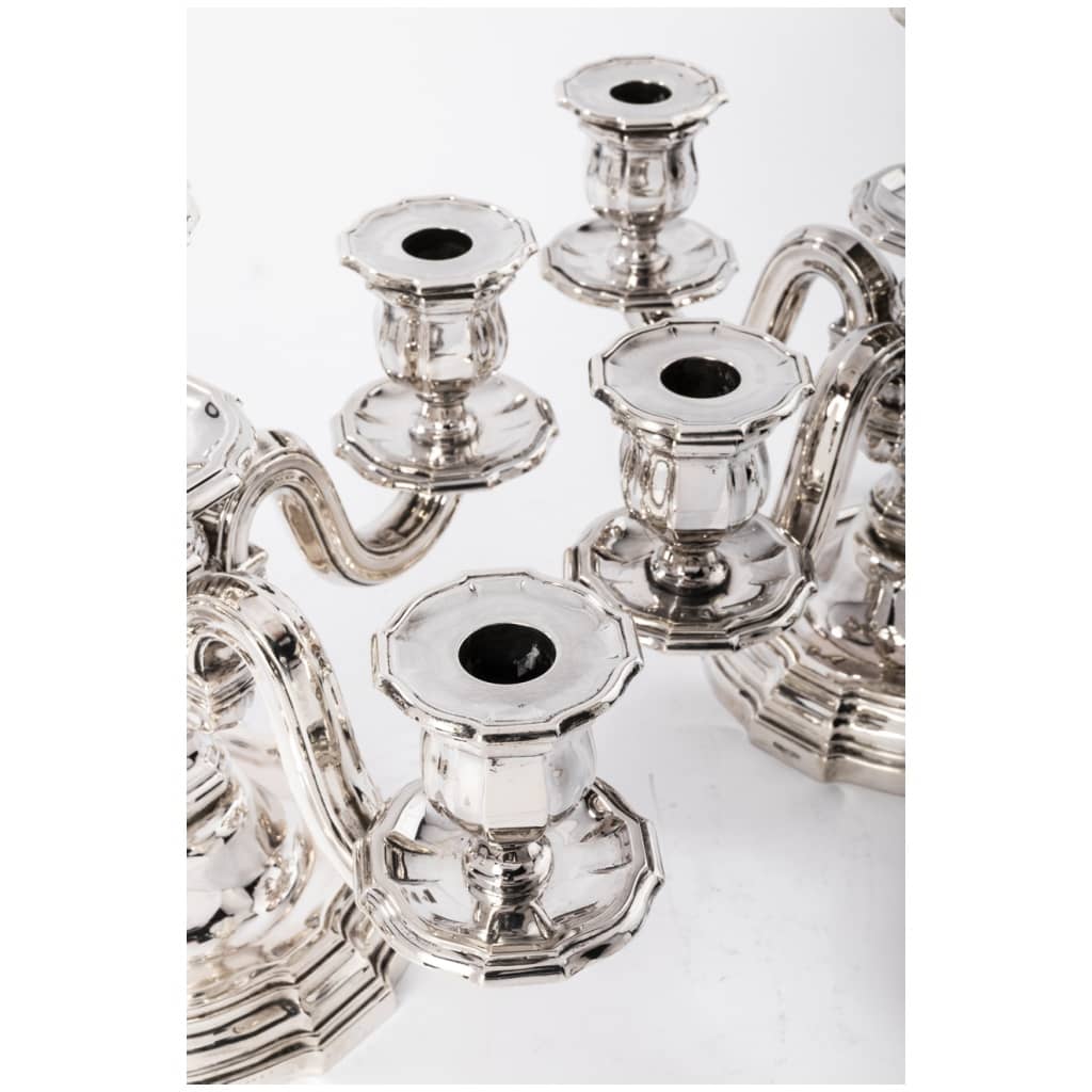 GOLDSMITH TETARD FRÈRES – PAIR OF STERLING SILVER CANDELABRA PERIOD 1930 16