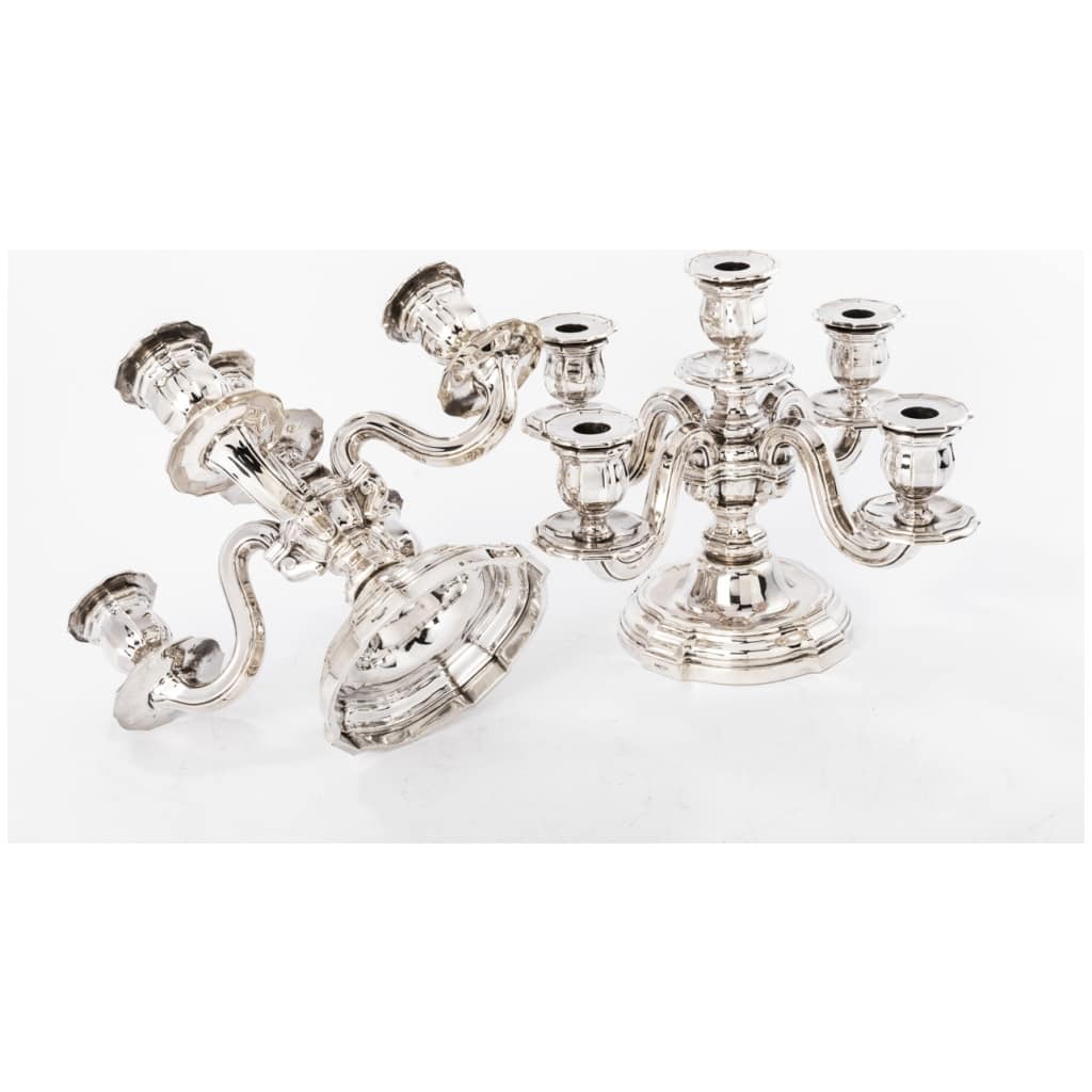 GOLDSMITH TETARD FRÈRES – PAIR OF STERLING SILVER CANDELABRA PERIOD 1930 14