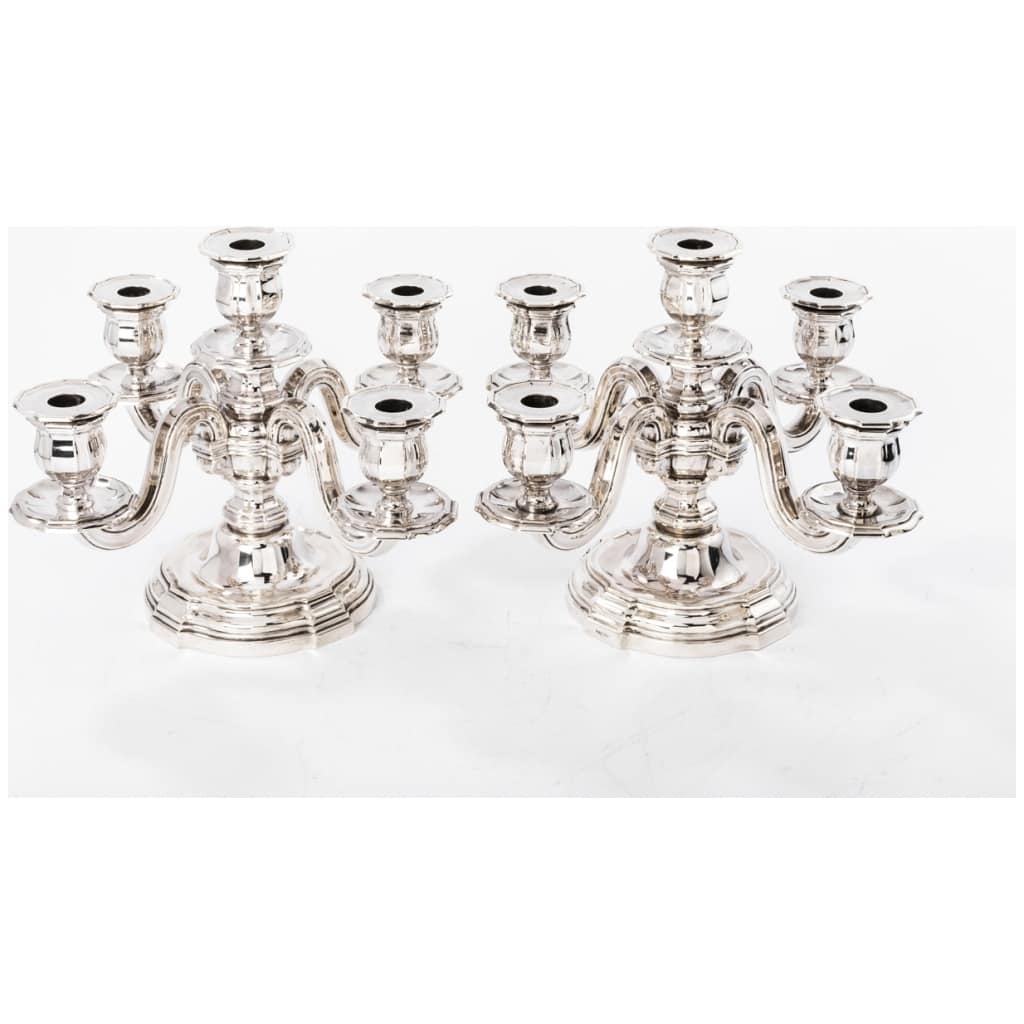GOLDSMITH TETARD FRÈRES – PAIR OF STERLING SILVER CANDELABRA PERIOD 1930 3