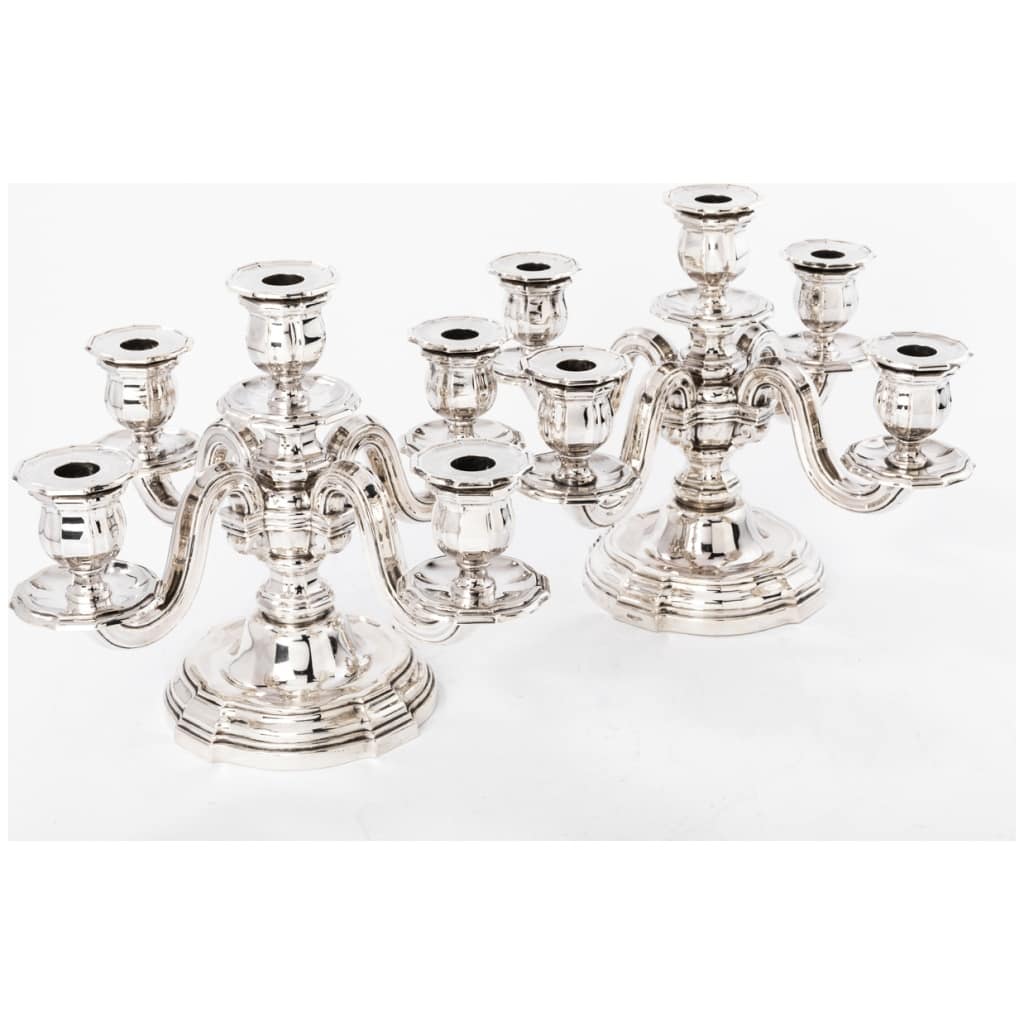 GOLDSMITH TETARD FRÈRES – PAIR OF STERLING SILVER CANDELABRA PERIOD 1930 4