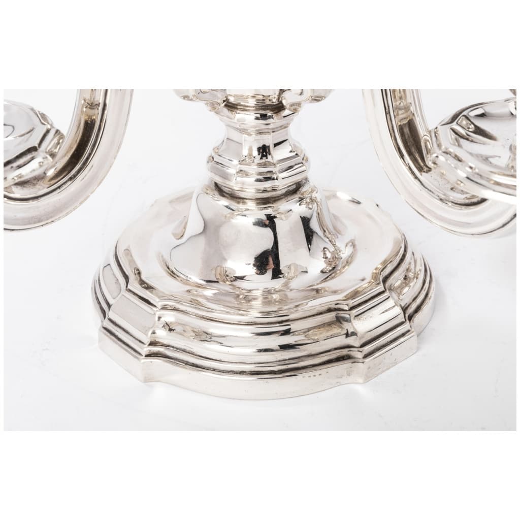 GOLDSMITH TETARD FRÈRES – PAIR OF STERLING SILVER CANDELABRA PERIOD 1930 7