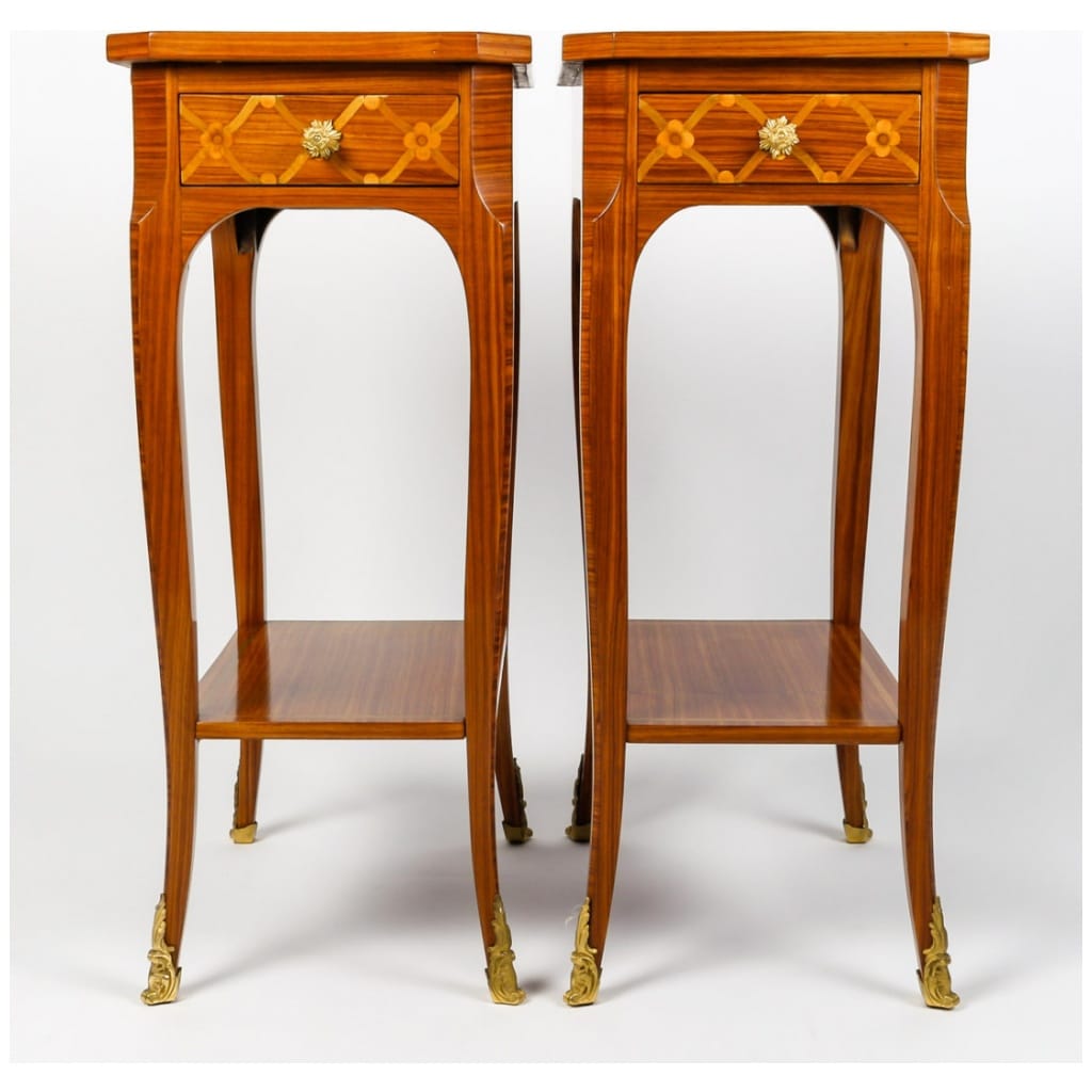 Pair of Louis XV style bedside tables. 4