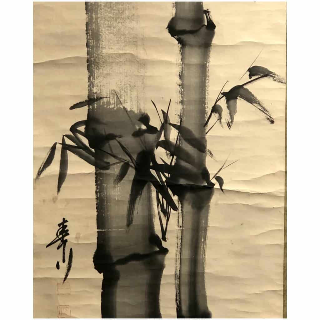 Large kakemono of a bamboo in sumi-e 7