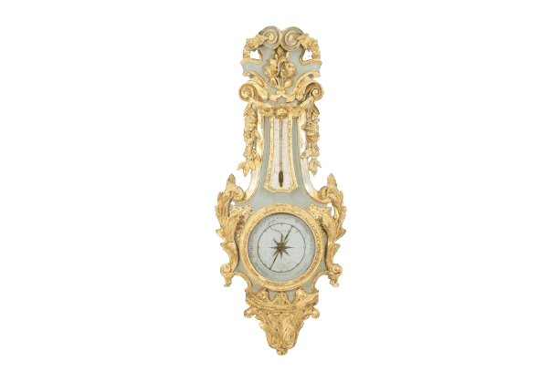 Cicery. Barometer in carved and gilded wood. Era XVIIIe.