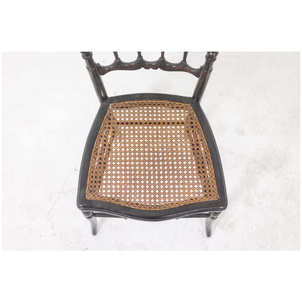 Chaise cannée en bois tourné et noirci. Napoléon III. 12