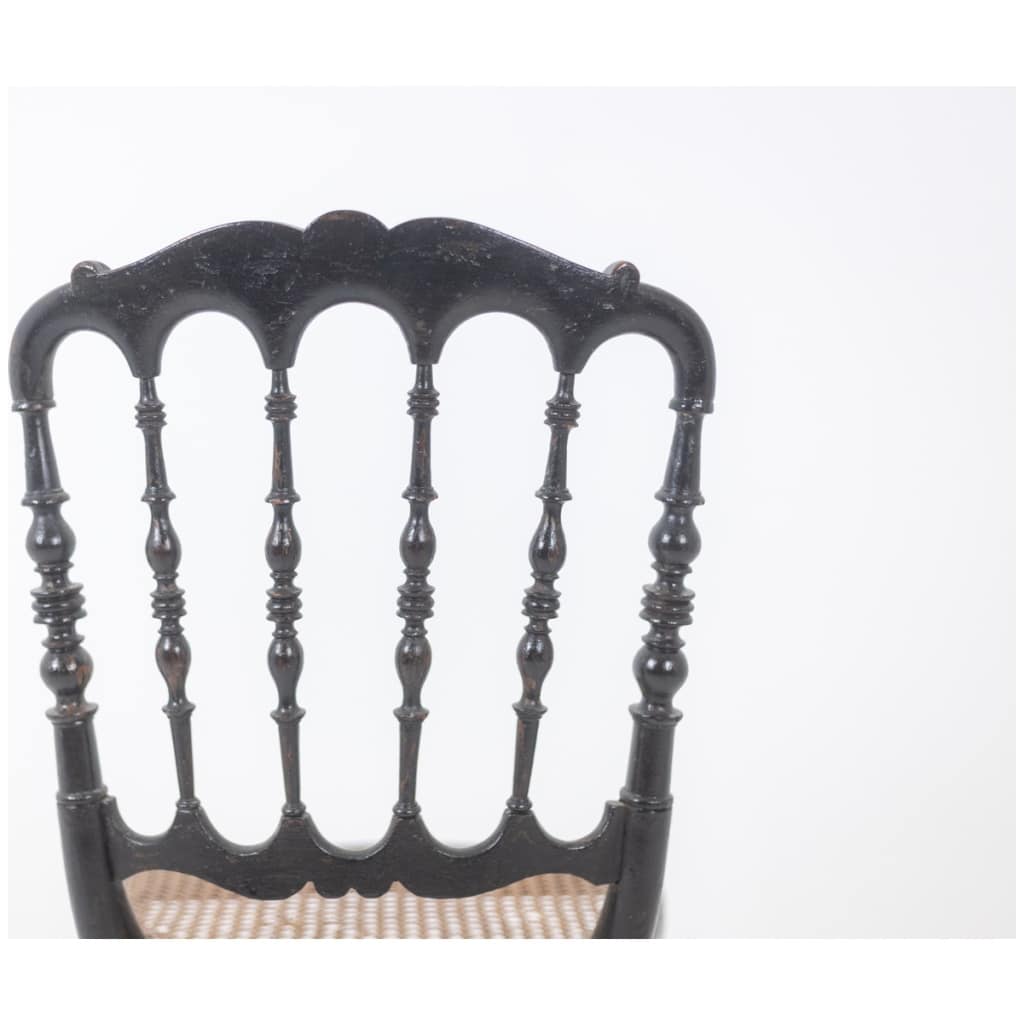 Cane chair in turned and blackened wood. Napoleon III. 11