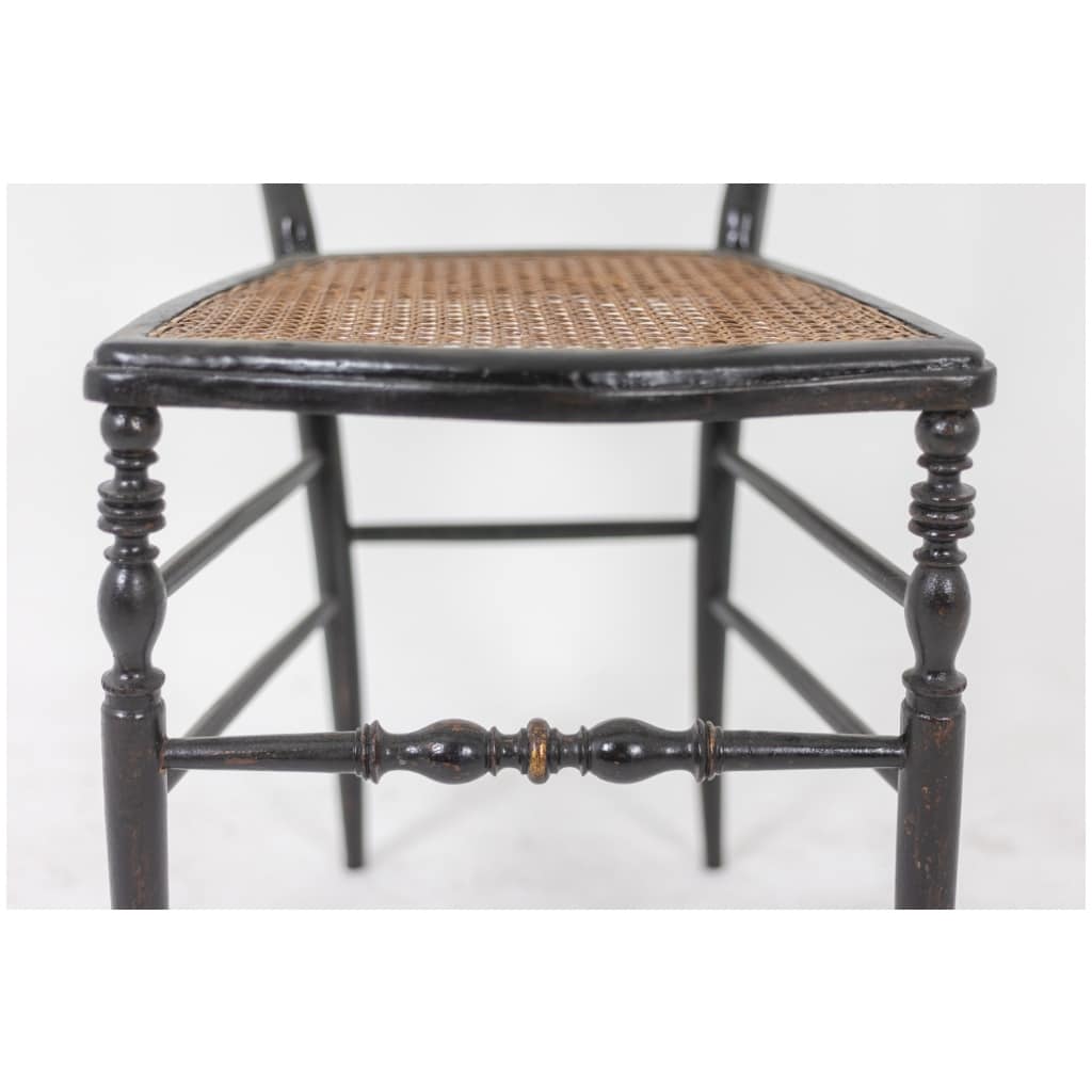 Cane chair in turned and blackened wood. Napoleon III. 7