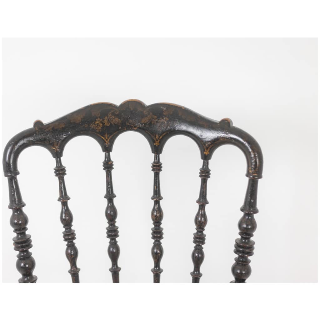 Cane chair in turned and blackened wood. Napoleon III. 6