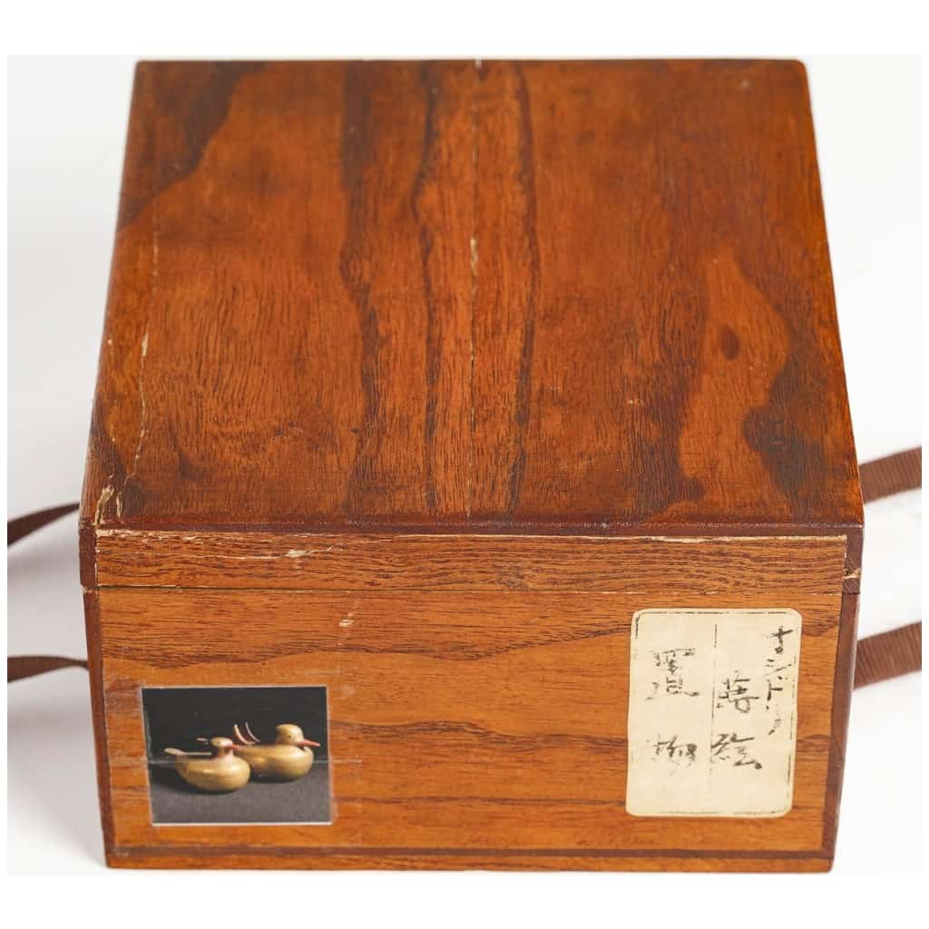 Boîtes japonaises laquées à encens en forme de couple de canards mandarin 9