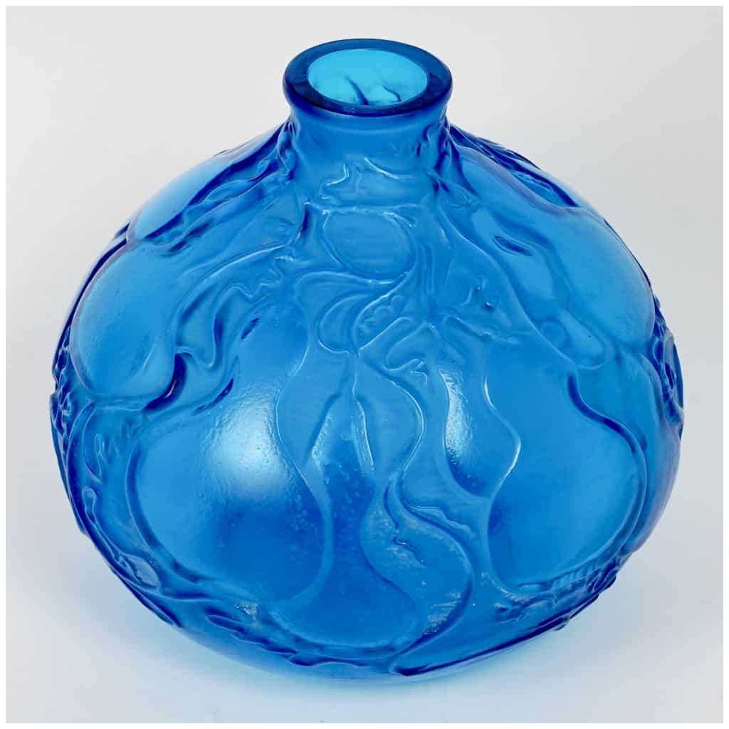 1914 René Lalique – Vase Courges Verre Bleu Electrique 5