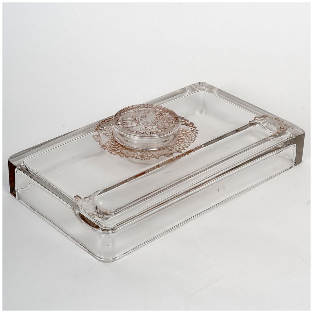 1924 René Lalique – Colbert Inkwell White Glass Sepia Patina N°2/50 3