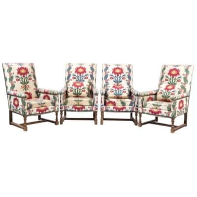 Set of four Louis XIV style armchairs 3