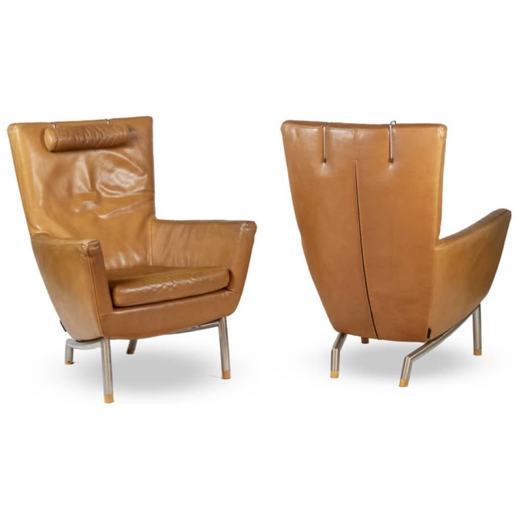 Gerard Van Den Berg. Pair of leather armchairs. 1980s. 3