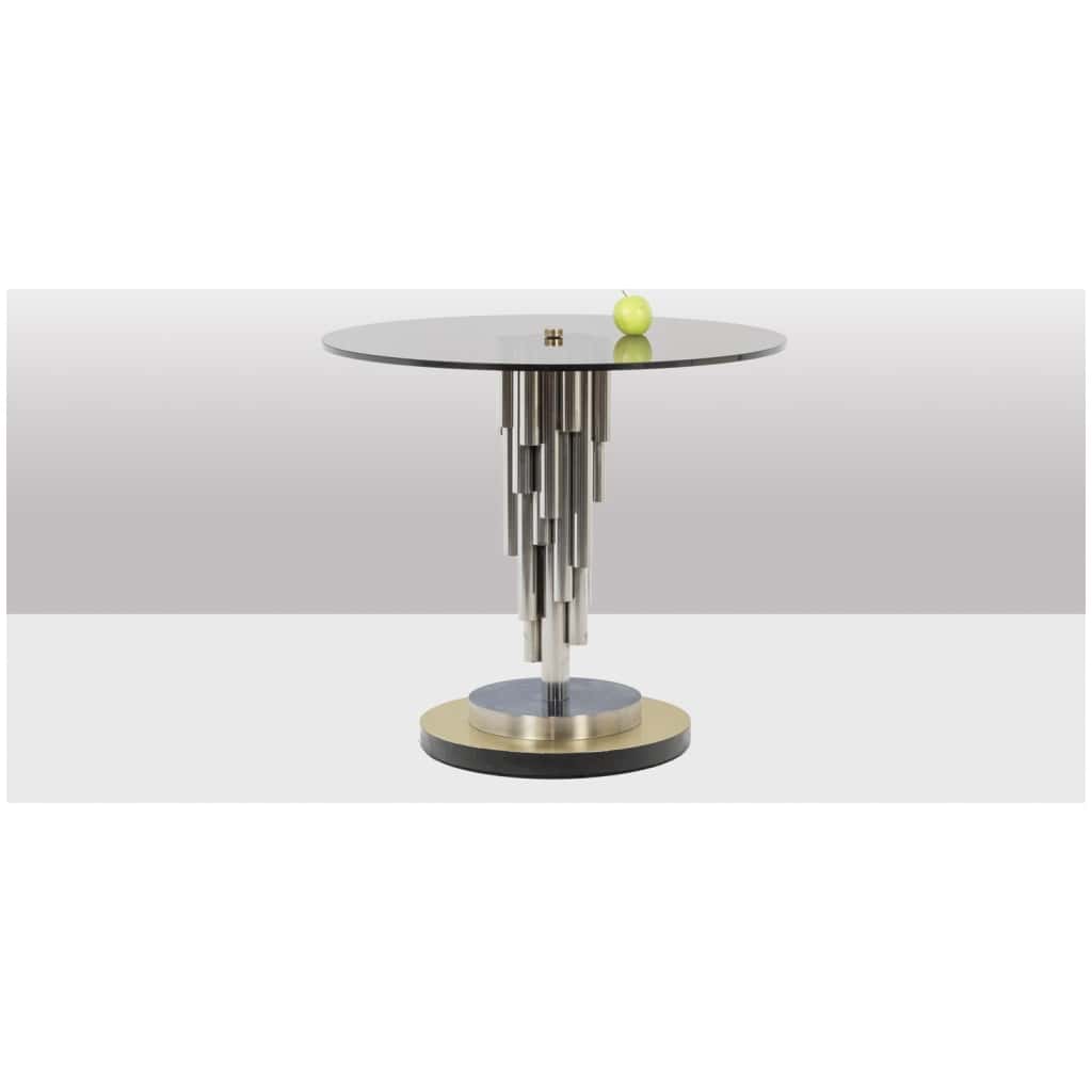 “Organ” pedestal table in chrome-plated metal. 1970s. 9