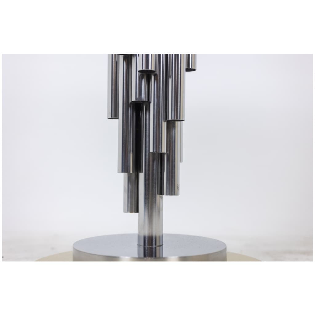 “Organ” pedestal table in chrome-plated metal. 1970s. 8