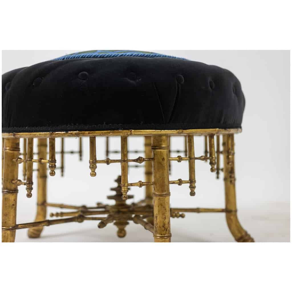 Pouf in gilded wood in imitation of bamboo. Circa 1880. 8