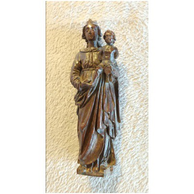 Bois sculpté Vierge à l’enfant d’époque 17ème siècle 3