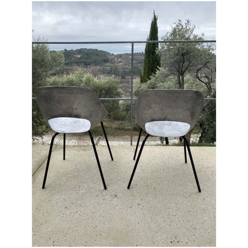 Pierre guariche Rare paire de chaises tulipe 8