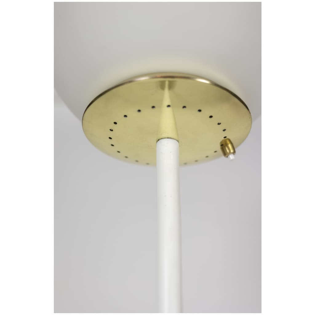 Floor lamp in opaline, lacquered metal and golden brass. 1950s. 9