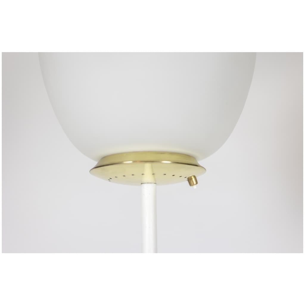 Floor lamp in opaline, lacquered metal and golden brass. 1950s. 8