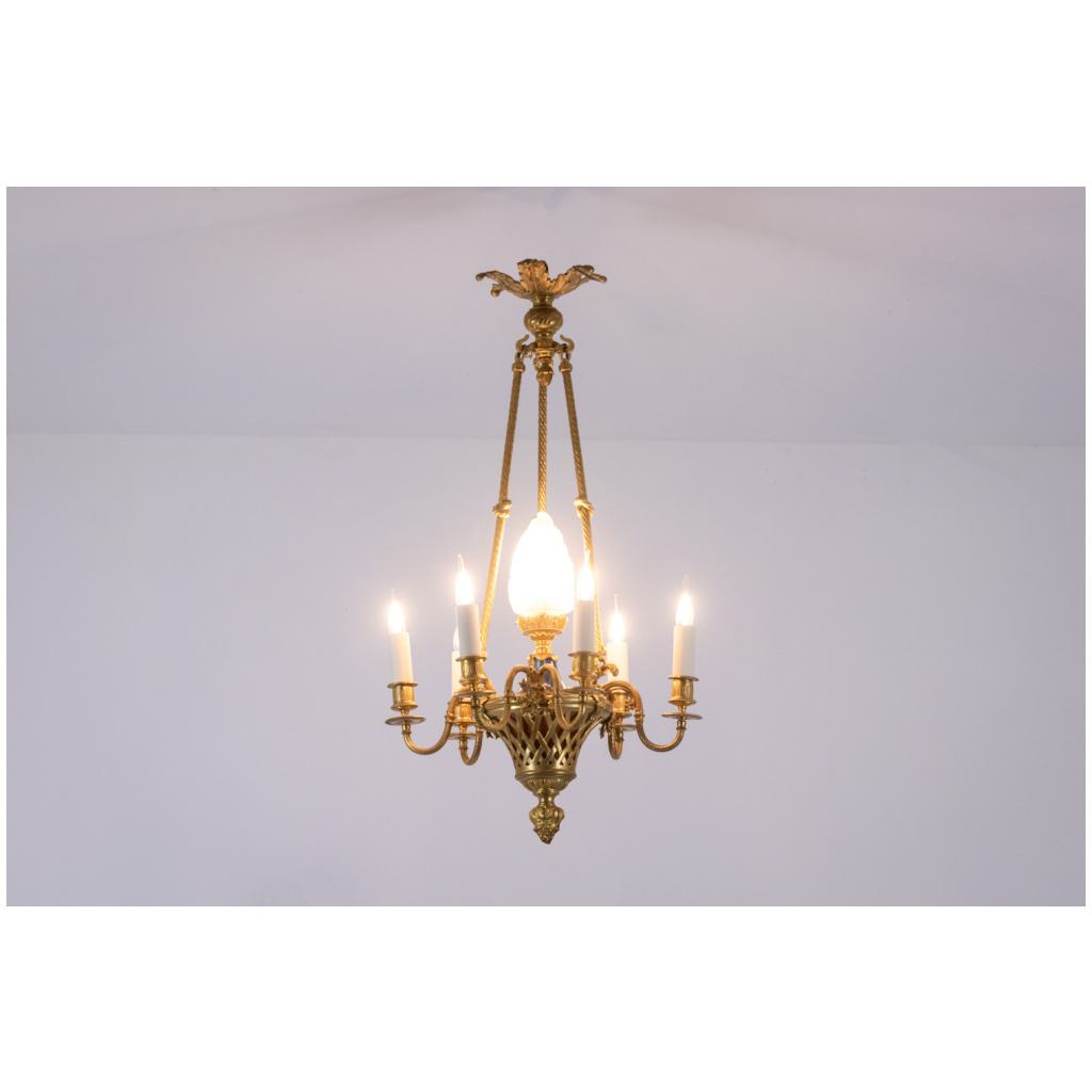 Louis style chandelier XVI in gilded bronze. Circa 1900. 8