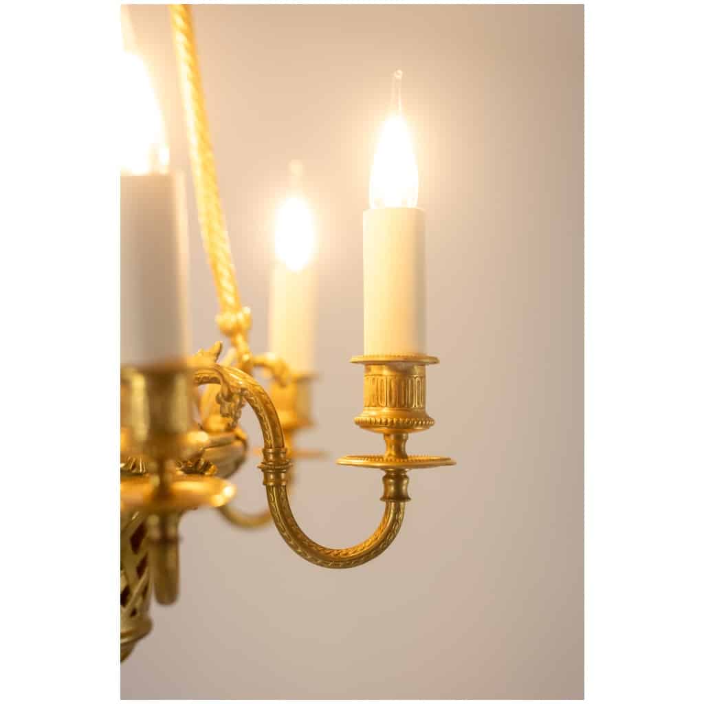 Louis style chandelier XVI in gilded bronze. Circa 1900. 7