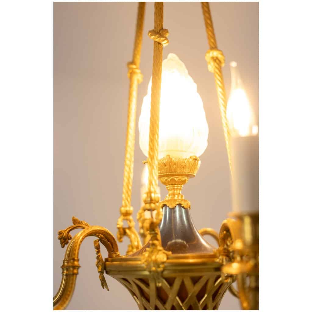Louis style chandelier XVI in gilded bronze. Circa 1900. 6