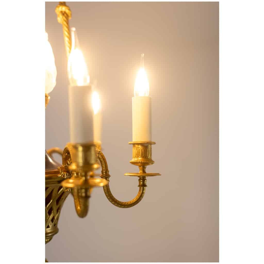 Louis style chandelier XVI in gilded bronze. Circa 1900. 5