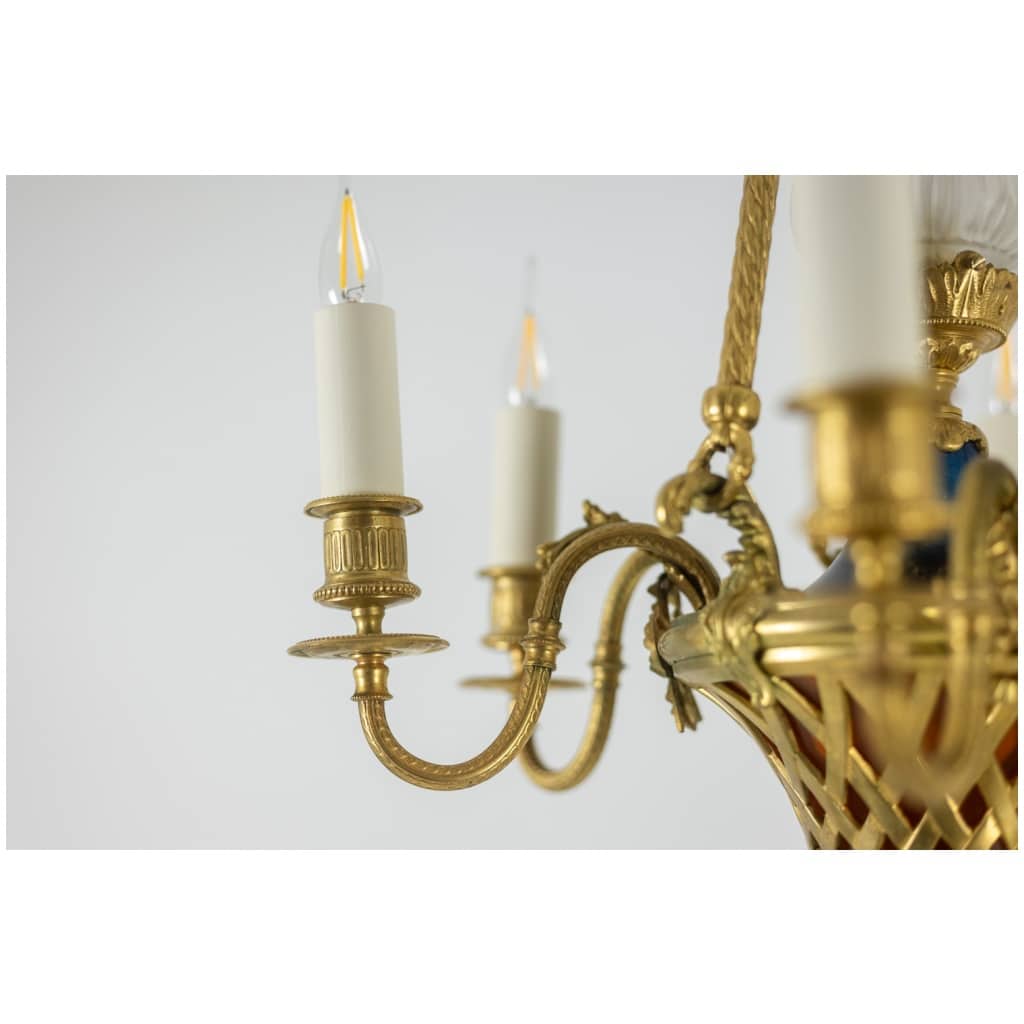 Louis style chandelier XVI in gilded bronze. Circa 1900. 17